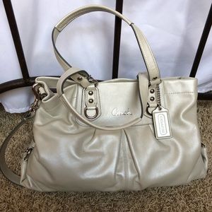 Pearl White coach shoulder/hand bag